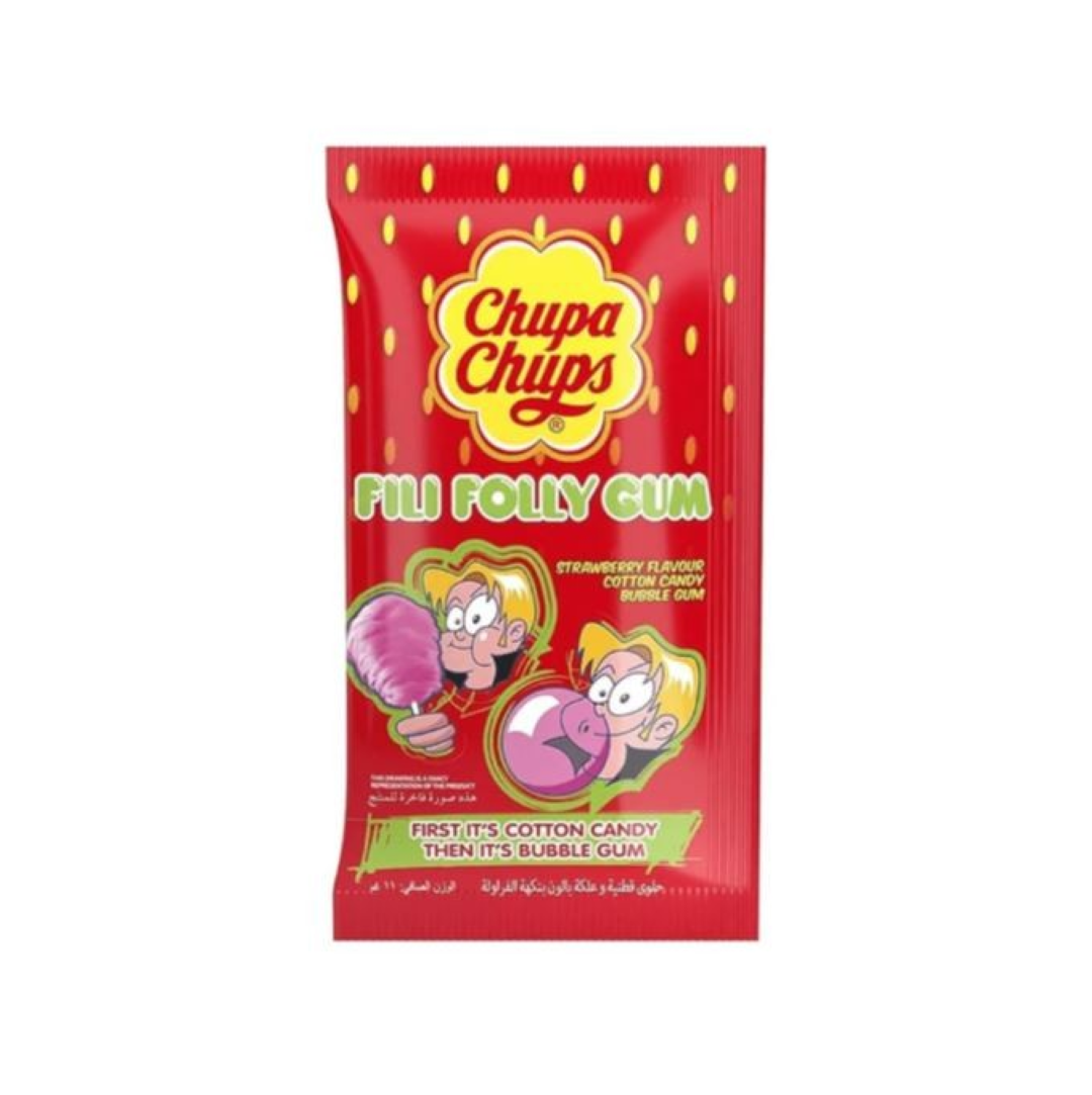 CHUPA CHUPS FILI FOLLY GUM STRAWBERRY 11G